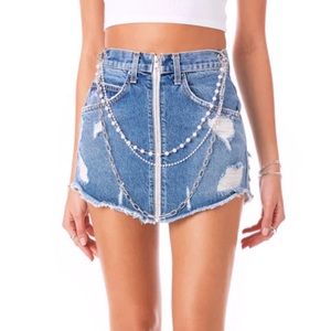 Carmar Beatrice Belle Pearl Chain Denim Skirt